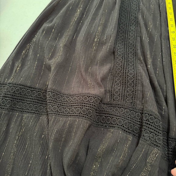 Anthropologie Abilene Maxi Crochet Fringe Tassel Black Dress Small - Picture 8 of 16